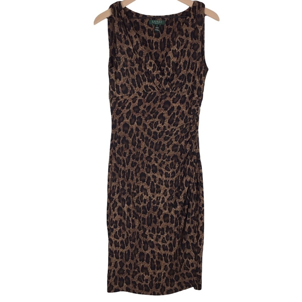 LAUREN RALPH LAUREN Dress Sheath Leopard Animal Print Stretchy Fitted Size 8
